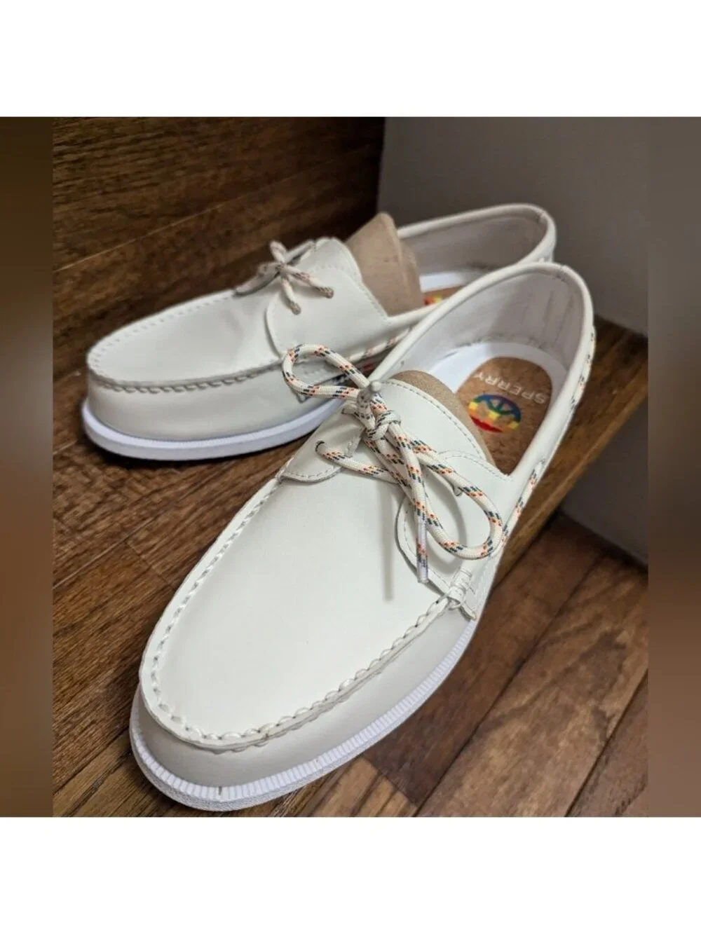 Sperry White Rainbow Boat Shoes, Exclusive Pride Edition unisex 10.5 M 12 W NIB